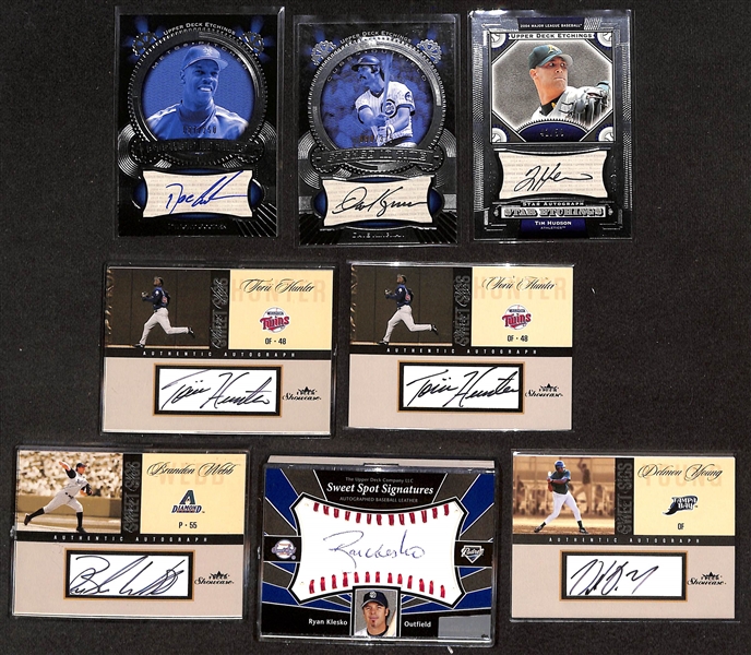 (34) 2004 Baseball Manufacturer Certified Autograph Cards w. Trammell, Tejada, T. Hoffman, Rolen, Santo, F. Lynn, Gooden, Kingman, Hudson, (2) T. Hunter, B. Webb, Klesko, +
