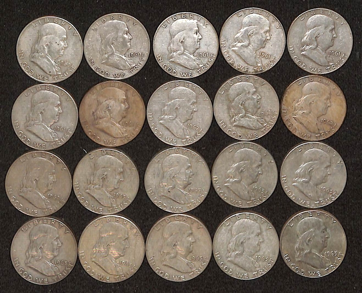   Lot of (20) 1960-1963 Franklin Silver Half Dollars
