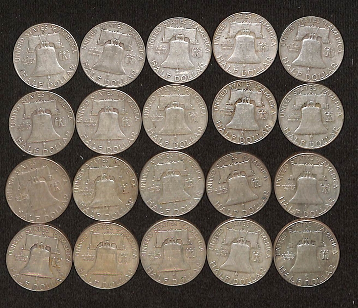   Lot of (20) 1960-1963 Franklin Silver Half Dollars