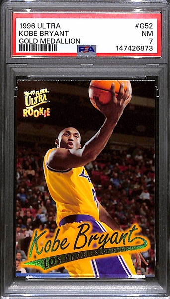 1996-97 Ultra Gold Medallion Kobe Bryant Rookie Insert Card #G52 Graded PSA 7