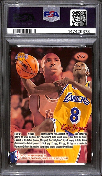 1996-97 Ultra Gold Medallion Kobe Bryant Rookie Insert Card #G52 Graded PSA 7