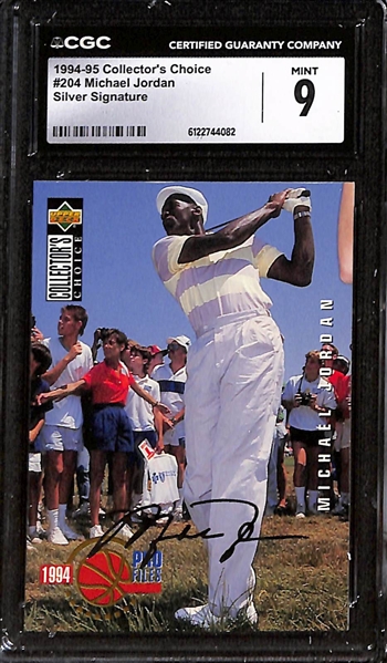 Lot of (5) 1992-98 CGC Graded Michael Jordan Basketball Cards w. 1997-98 Upper Deck Teammates #T59 CGC 9