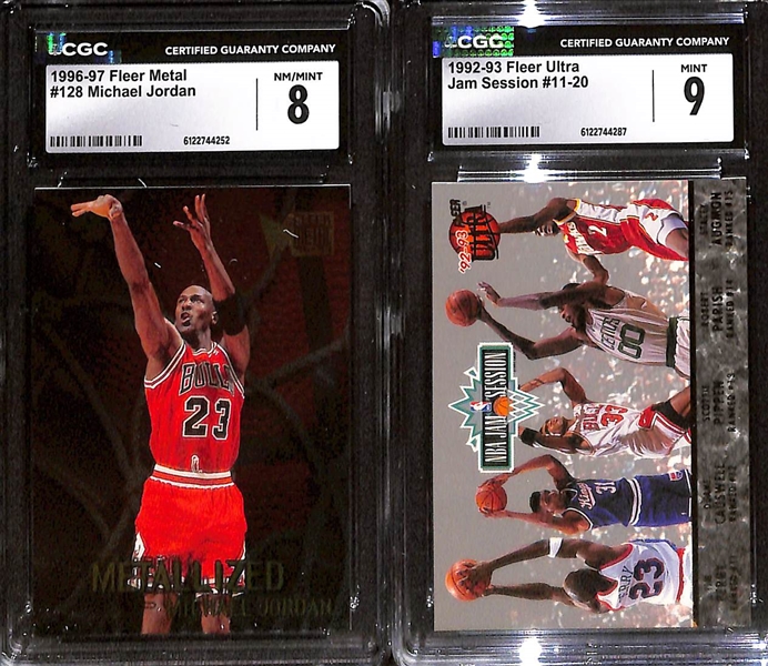 Lot of (5) 1992-98 CGC Graded Michael Jordan Basketball Cards w. 1997-98 Upper Deck Teammates #T59 CGC 9