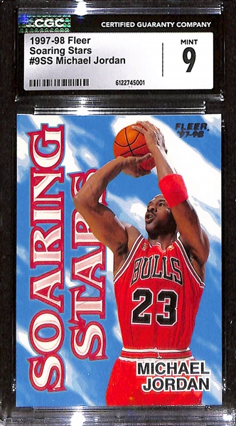 Lot of (3) 1996-98 CGC Graded Michael Jordan Cards w. 1997-98 Stadium Club Hardcourt Heroics CGC 8