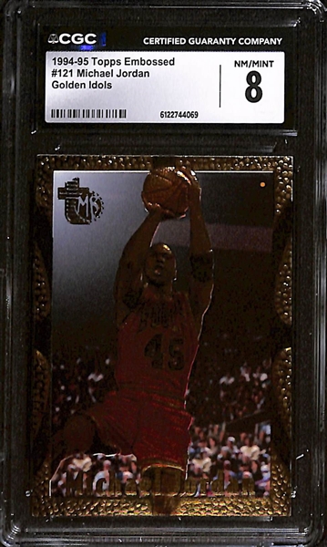 Lot (3) 1987-96 CGC Graded Michael Jordan Cards w. 1994-95 Topps Embossed Golden Idols CGC 8