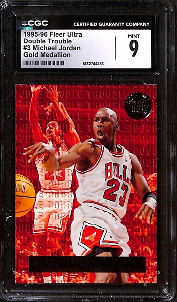 Lot of (3) 1993-98 CGC Graded Michael Jordan Cards w. 1993-94 Fleer Ultra Famous Nicknames #7 CGC 9.5