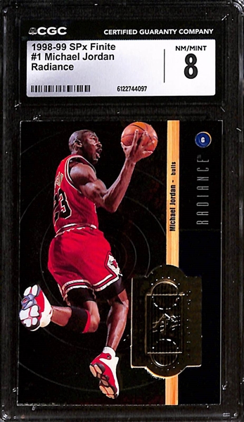 Lot of (3) 1995-99 CGC Graded Michael Jordan Cards w. 1998-99 SPx Finite Radiance #4042/5000 CGC 8