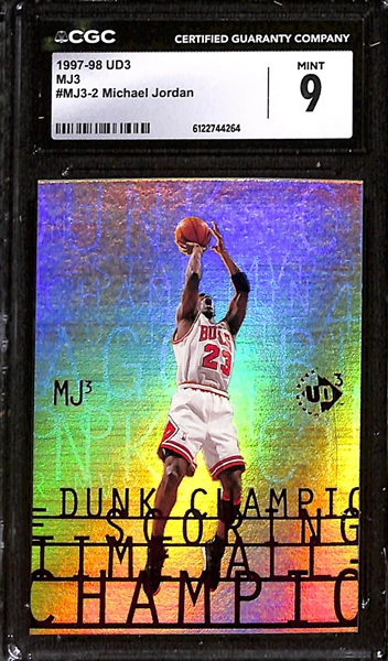 (2) 1997-98 CGC 9 1997-98 UD3 MJ3 Michael Jordans w. #MJ3-2 & #MJ3-1