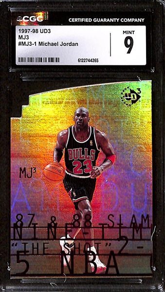 (2) 1997-98 CGC 9 1997-98 UD3 MJ3 Michael Jordans w. #MJ3-2 & #MJ3-1