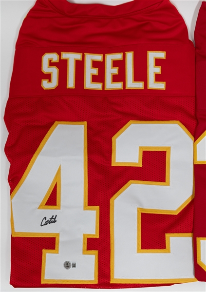 Lot (2) Signed Kansas City Chiefs Jerseys & (1) Signed Chiefs Mini Helmet w. L'Jarius Sneed, Carson Steel, Felix Anudike-Uzomah’s (JSA/BAS)