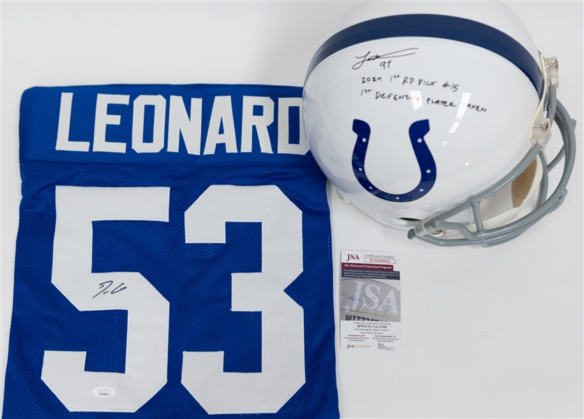 Laiatu Latu Signed Colts Full Size Replica Speed Helmet (JSA) & Darius Leonard Signed Jersey (JSA)