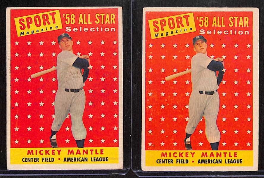Lot of (4) Topps Mickey Mantle Cards - 1958 through 1960 w. (2) 1958 All Star Cards