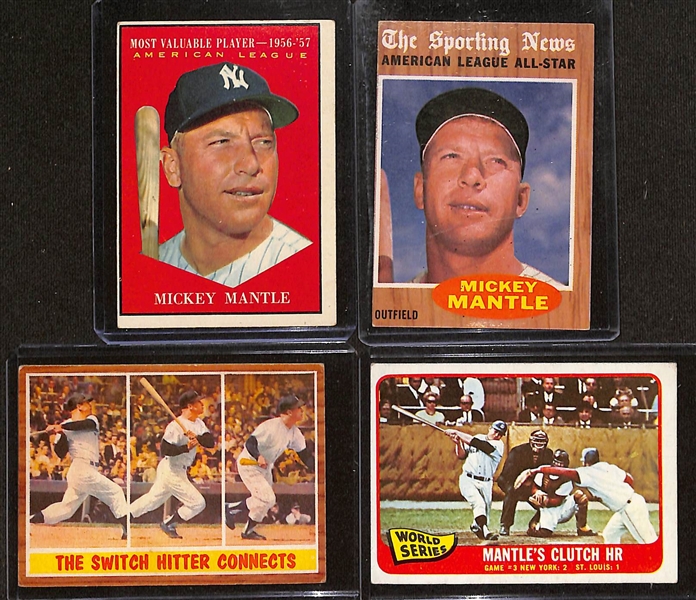 Lot of (4) Topps Mickey Mantle Cards - 1961 through 1965 w. 1961 MVP Card #475