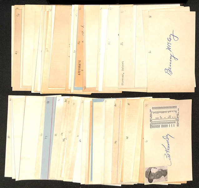 100+ Signed Baseball Index Cards (Mostly Players From 1920s-1960s) Inc. Barney McCoy, Max Lanier, Cecil Travis, + (JSA Auction Letter)