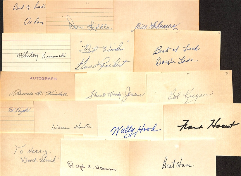 100+ Signed Baseball Index Cards (Mostly Players From 1920s-1960s) Inc. Barney McCoy, Max Lanier, Cecil Travis, + (JSA Auction Letter)