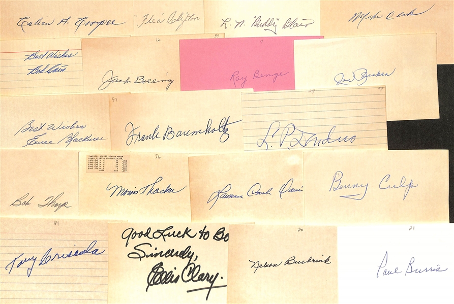 90+ Signed Baseball Index Cards (Mostly Players From 1920s-1960s) Inc. Rex Barney, Clay Bryant, Bobby Adams, Al Campanis, Soup Campbell, Gene Baker, Joe Moore, + (JSA Auction Letter)