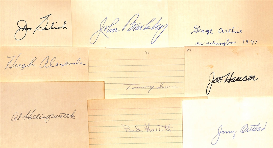 90+ Signed Baseball Index Cards (Mostly Players From 1920s-1960s) Inc. Rex Barney, Clay Bryant, Bobby Adams, Al Campanis, Soup Campbell, Gene Baker, Joe Moore, + (JSA Auction Letter)