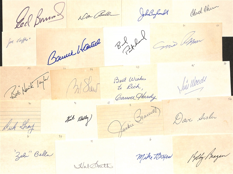 85+ Signed Baseball Index Cards (Mostly Players From 1920s-1960s) Inc. Eddie Sawyer, Eddie Collins Jr., Ray Shore, Bobby Malkmus, Bill Jurges, Alex Kellner, Bubba Church, + (JSA Auction Letter)