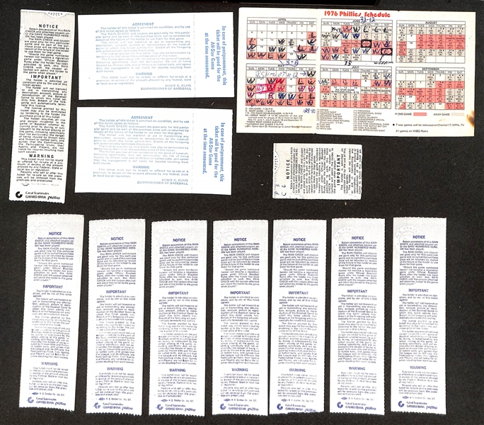 Lot w. (1) 1976 N.L. Championship Series , (2) 1976 MLB All-Star Game & (7) 1978 Playoff Series Game Tickets