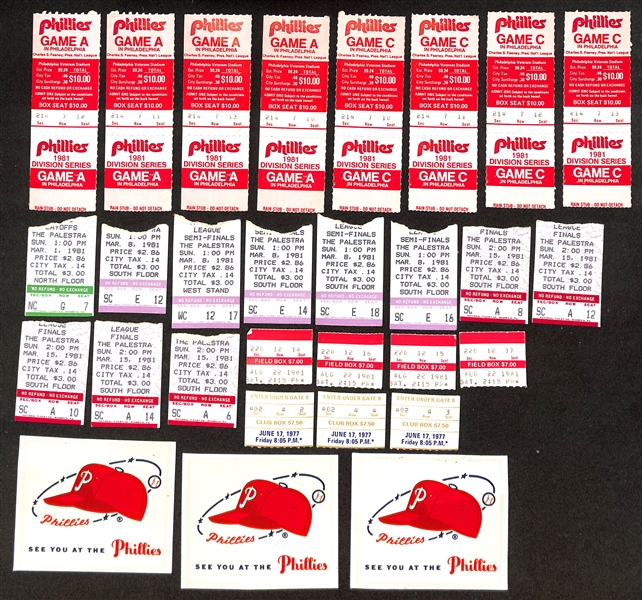 Lot w. (8) 1981 Divisional Series, (11) 1981 National League Final Ticket Stubs
