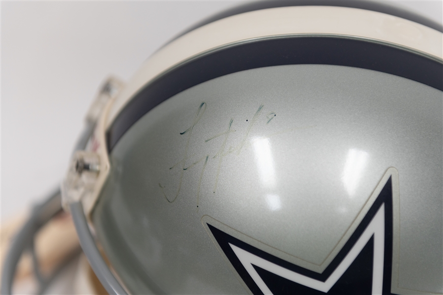 Signed Full Size Troy Aikman Dallas Cowboy Helmet & (2) Signed Cowboy Mini Helmets w. Randy White (+JSA Auction Letter)