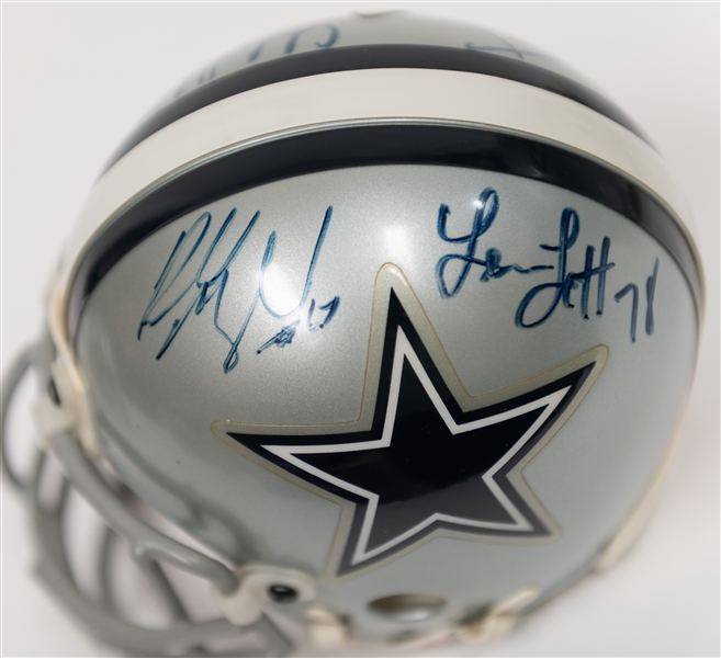 Signed Full Size Troy Aikman Dallas Cowboy Helmet & (2) Signed Cowboy Mini Helmets w. Randy White (+JSA Auction Letter)