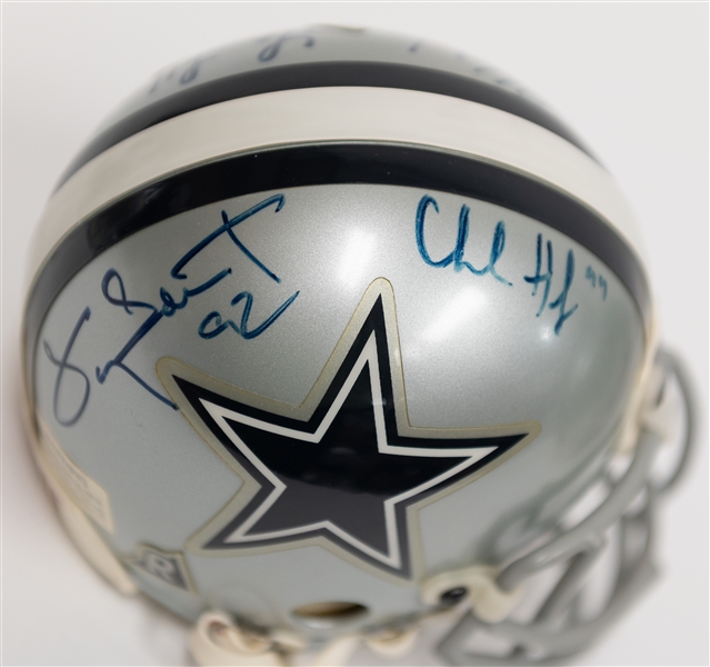 Signed Full Size Troy Aikman Dallas Cowboy Helmet & (2) Signed Cowboy Mini Helmets w. Randy White (+JSA Auction Letter)