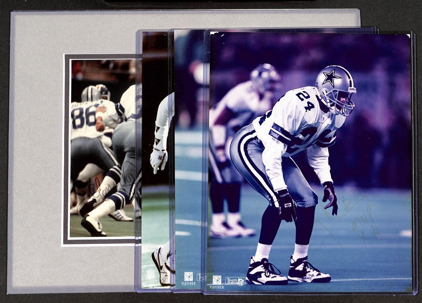 Lot of (4) Mostly Faded Signed Dallas Cowboy 8x10 Pictures w. Roger Staubach/Tony Dorsett, more +(JSA Auction Letter)