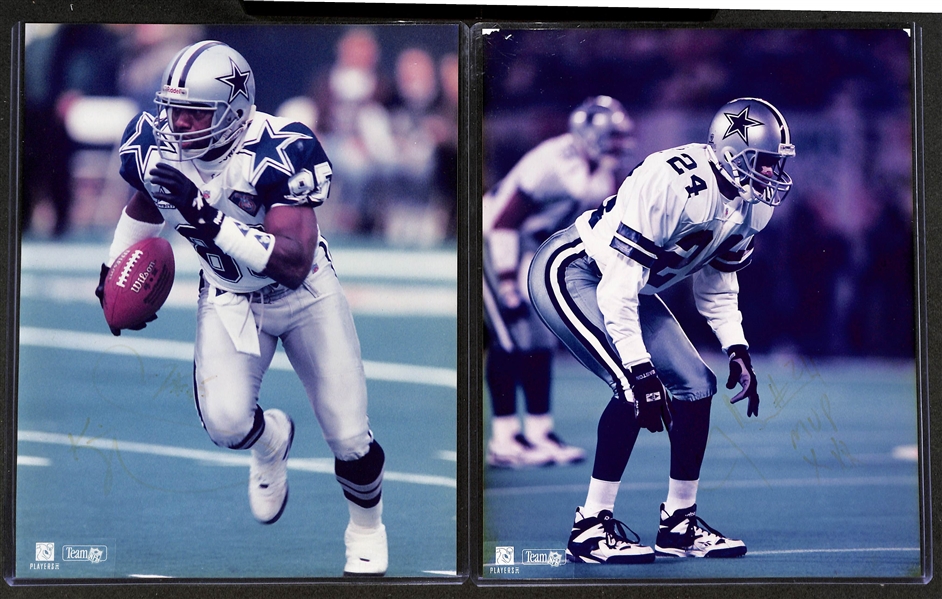 Lot of (4) Mostly Faded Signed Dallas Cowboy 8x10 Pictures w. Roger Staubach/Tony Dorsett, more +(JSA Auction Letter)