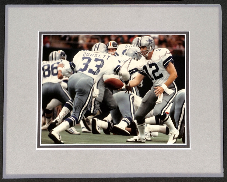 Lot of (4) Mostly Faded Signed Dallas Cowboy 8x10 Pictures w. Roger Staubach/Tony Dorsett, more +(JSA Auction Letter)