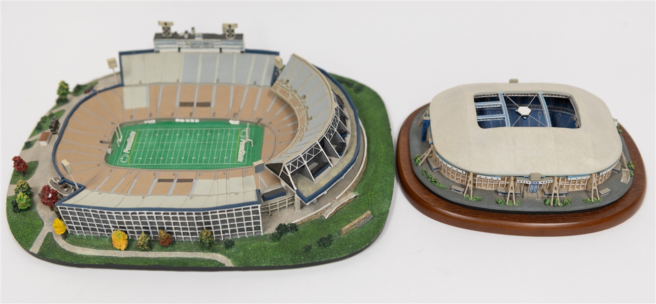 Lot of (2) Danbury Mint Stadium Replicas w. Dallas Cowboy Texas Stadium & Penn State's Beaver Stadium