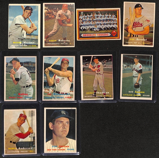Lot of (19) 1957 Topps Baseball Cards w. Roy Campanella, Duke Snider, more
