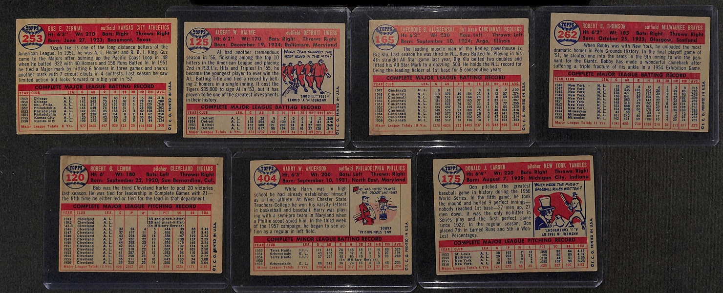 Lot of (19) 1957 Topps Baseball Cards w. Roy Campanella, Duke Snider, more