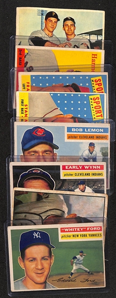 Lot of (8) 1953-58 Baseball Cards w. 1956 Whitey Ford