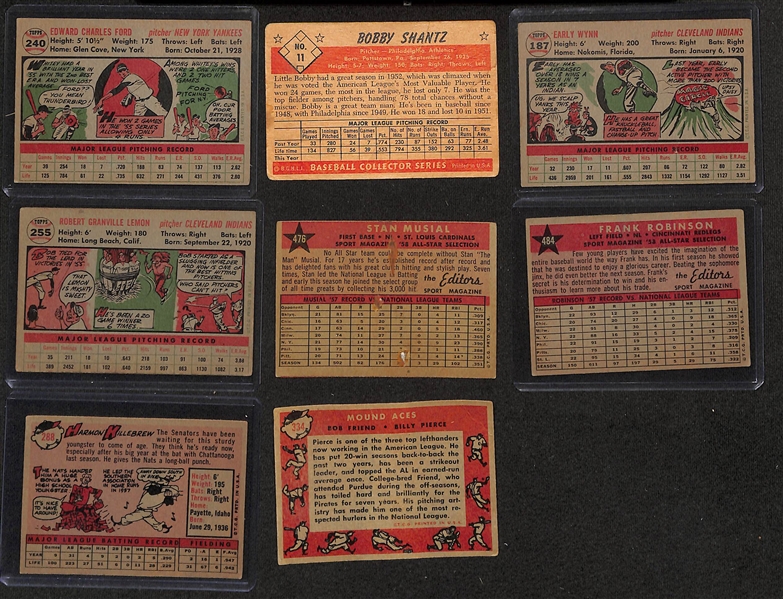 Lot of (8) 1953-58 Baseball Cards w. 1956 Whitey Ford