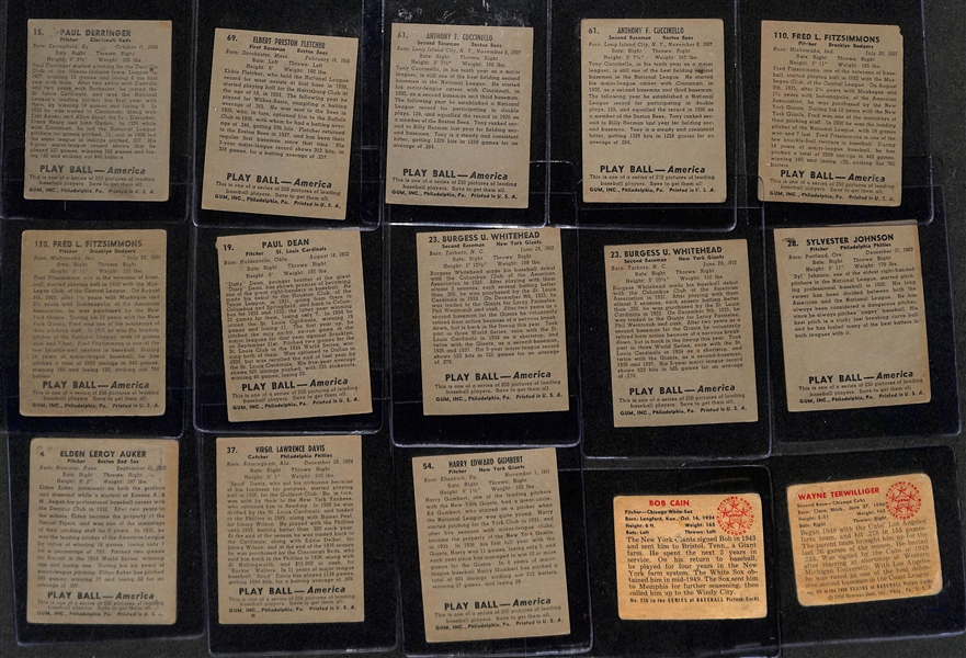 Lot of (13) 1939 Play Ball & (2) 1952 Bowman Baseball Cards w. 1923 Play Ball Paul Derringer