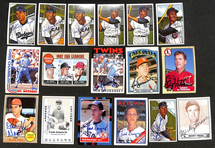 Lot of (120+) Signed Baseball Cards w. Eddie Joost, (2) Sparky Lyle (2), Tony Oliva, Lew Burdette, +(JSA Auction Letter)
