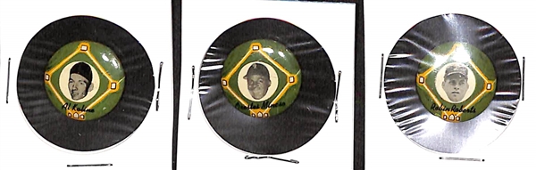 Lot of (10) 1956 PM15 Yellow Basepath Pins w. Al Kaline & Minnie Minoso