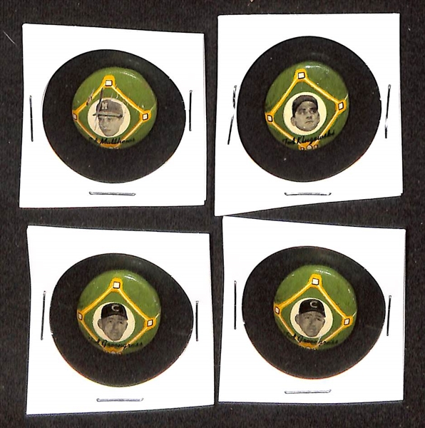 Lot of (10) 1956 PM15 Yellow Basepath Pins w. Al Kaline & Minnie Minoso