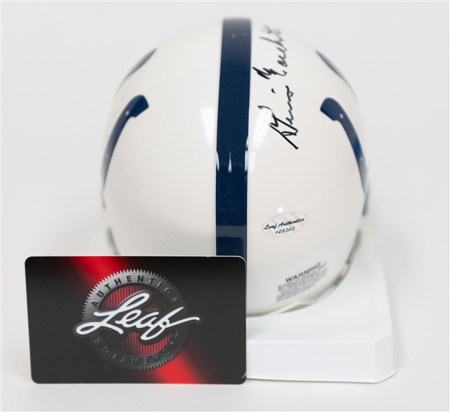 Lot of (2) Signed Football Memorabilia Pieces w. Charlie Joiner (JSA) & Gino Marchetti Mini Helmet (Leaf)