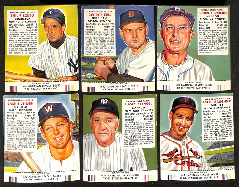Lot of (16) Different 1953 Red Man Tobacco Cards with Tabs w. Phil Rizzuto