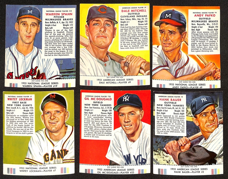 Lot of (16) Different 1953 Red Man Tobacco Cards with Tabs w. Phil Rizzuto