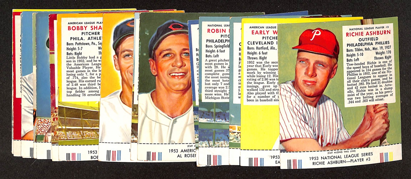 Lot of (16) Different 1953 Red Man Tobacco Cards with Tabs w. Richie Ashburn