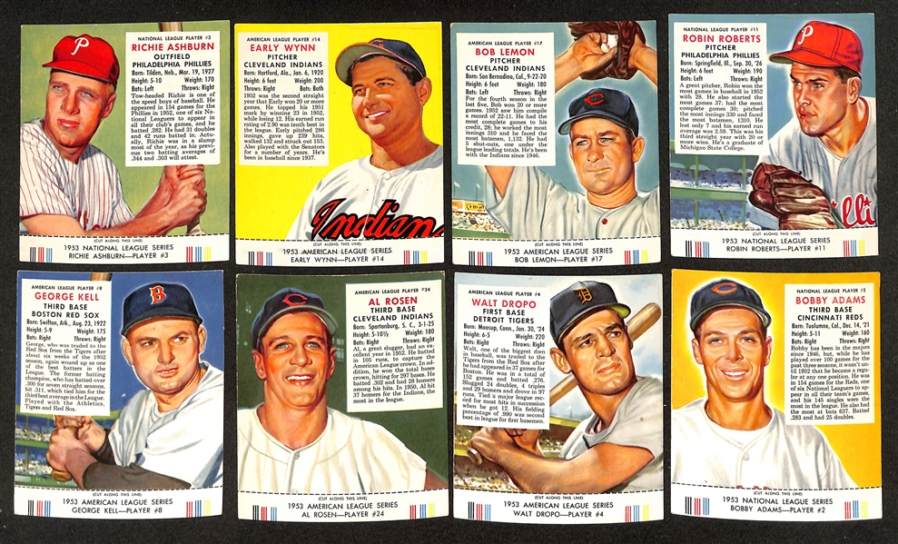 Lot of (16) Different 1953 Red Man Tobacco Cards with Tabs w. Richie Ashburn