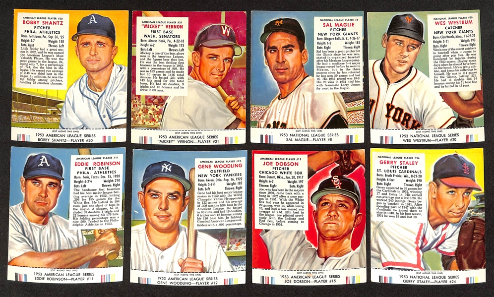 Lot of (16) Different 1953 Red Man Tobacco Cards with Tabs w. Richie Ashburn