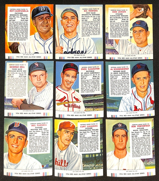Lot of (17) Different 1954 Red Man Tobacco Cards with Tabs w. Roy Campanella