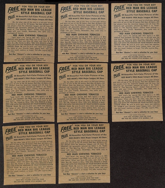 Lot of (17) Different 1954 Red Man Tobacco Cards with Tabs w. Roy Campanella
