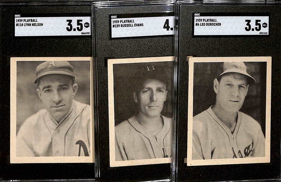 Lot of (3) Graded 1939 Play Ball Cards w. Leo Durocher SGC 3.5