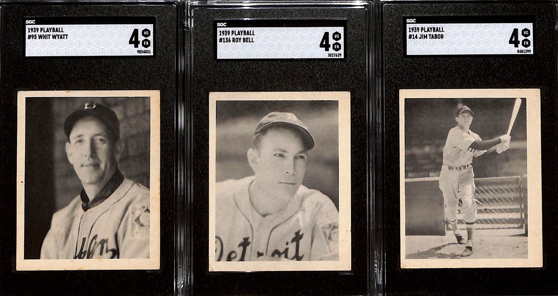 Lot of (3) Graded 1939 Play Ball Cards w. Whit Wyatt SGC 4