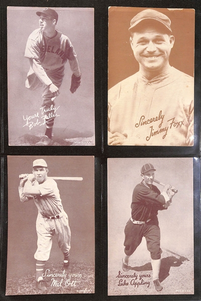 Lot of (59) 1939-1962 Exhibit Baseball Cards w. Bob Feller & Jimmy Foxx